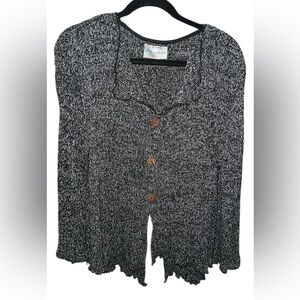 Wild Woman Marled Black & White Button Cardigan